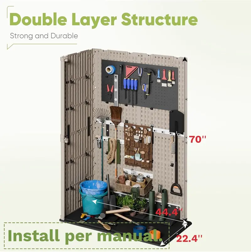 26-Cubic-Foot Lockable Outdoor Storage Cabinet – Weatherproof Patio Tool Shed
