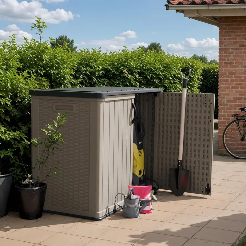 26-Cubic-Foot Lockable Outdoor Storage Cabinet – Weatherproof Patio Tool Shed