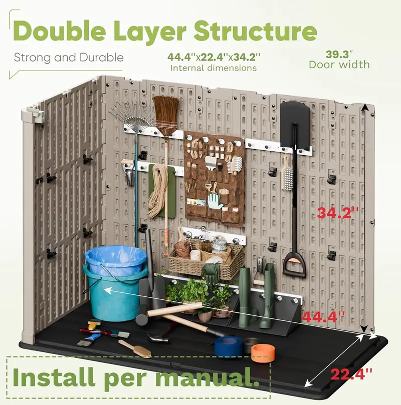 26-Cubic-Foot Lockable Outdoor Storage Cabinet – Weatherproof Patio Tool Shed