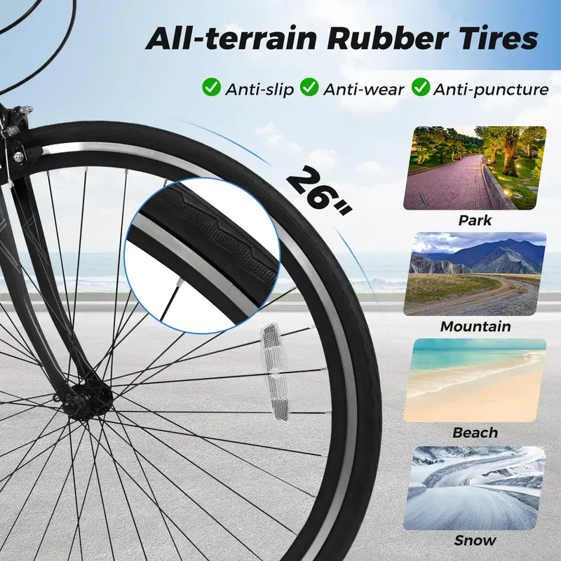 26-Inch Mountain Bike with 6-Speed Drivetrain and Front/Rear Dual Braking System