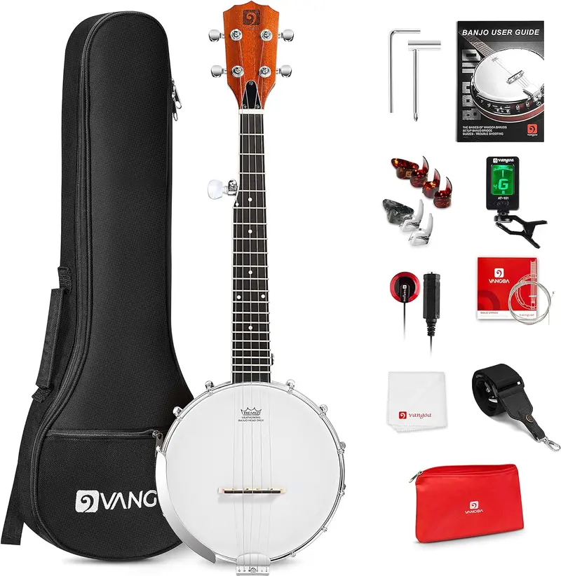 26" Mini Travel Banjo – Beginner Kit with Remo Head, Open/Closed Back Options & Carry Bag
