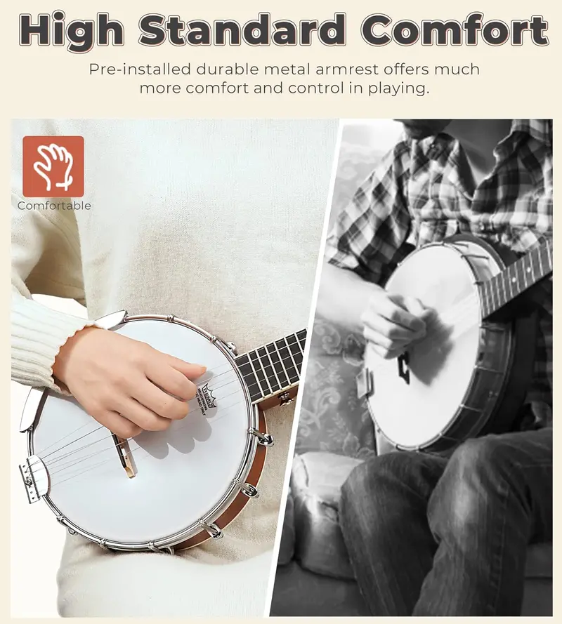 26" Mini Travel Banjo – Beginner Kit with Remo Head, Open/Closed Back Options & Carry Bag