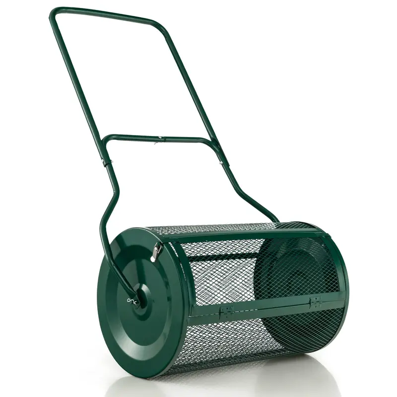 27-Inch Heavy-Duty Compost & Peat Moss Spreader with Metal Mesh Roller