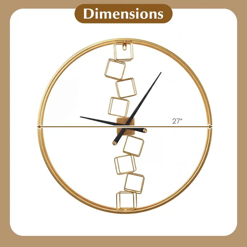 27-Inch Nordic-Style Battery-Powered Metal Wall Clock for Modern Living Rooms