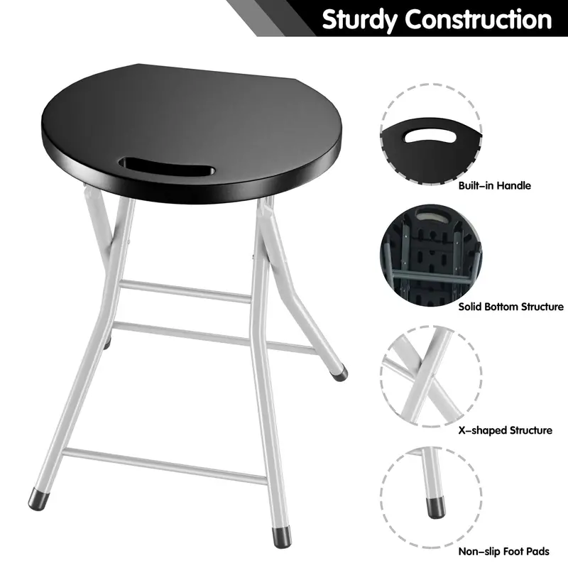 28-Inch Foldable Camping Stool with 330-Pound Weight Capacity