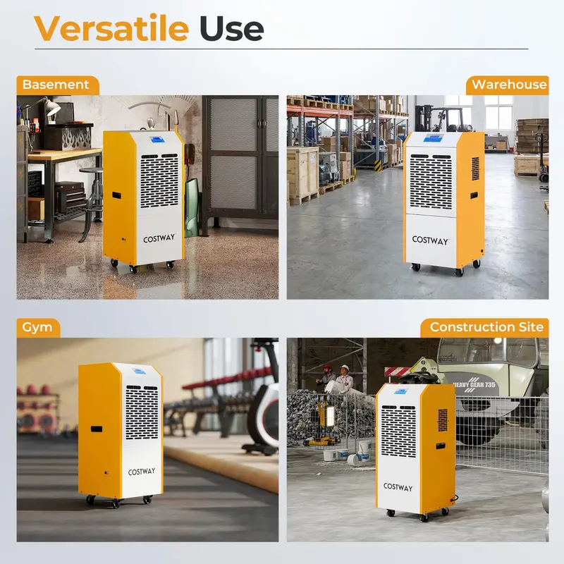 290-Pint Commercial Dehumidifier with Built-in Pump – Industrial-Grade Unit with Timer & Mobility Wheels