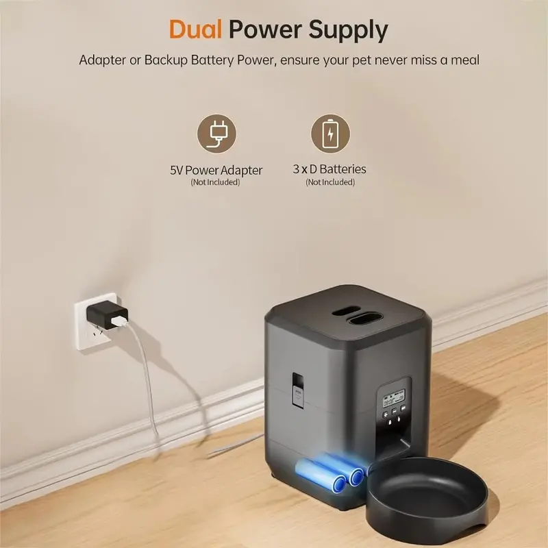 2L Compact Automatic Cat Feeder – LCD Timer, Slow-Feed Mode & Dry Food Dispenser for Small Pets