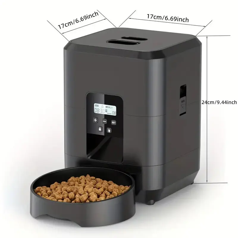 2L Compact Automatic Cat Feeder – LCD Timer, Slow-Feed Mode & Dry Food Dispenser for Small Pets