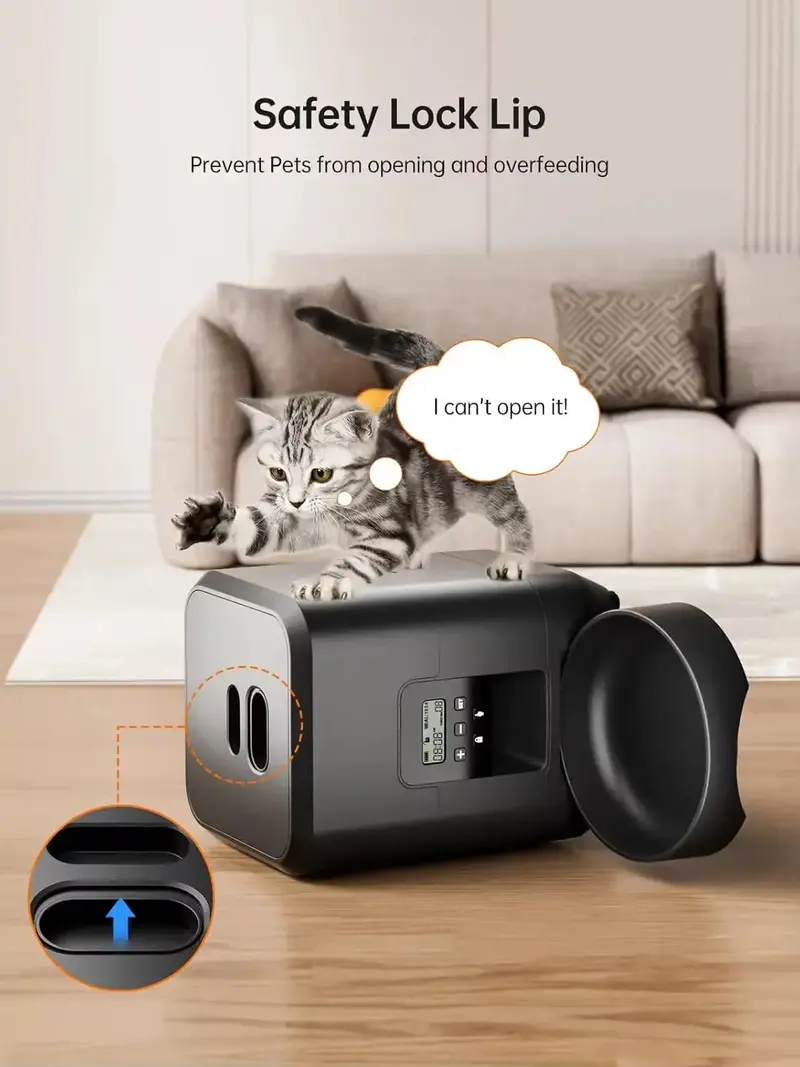 2L Compact Automatic Cat Feeder – LCD Timer, Slow-Feed Mode & Dry Food Dispenser for Small Pets