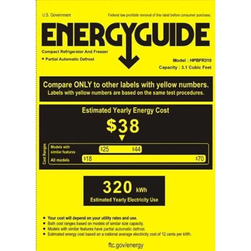 3.1 Cu Ft Compact Mini Fridge with Freezer & Energy-Efficient LED Lighting