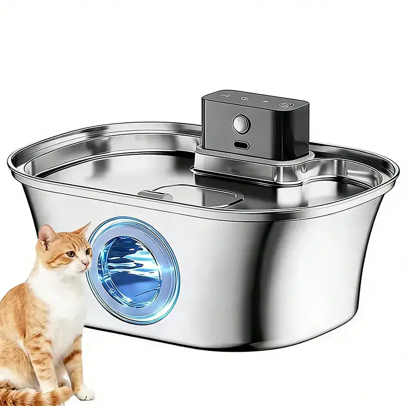 3.2L Cordless Cat Water Fountain – Rechargeable Battery, Motion Detection & Stainless Steel Basin