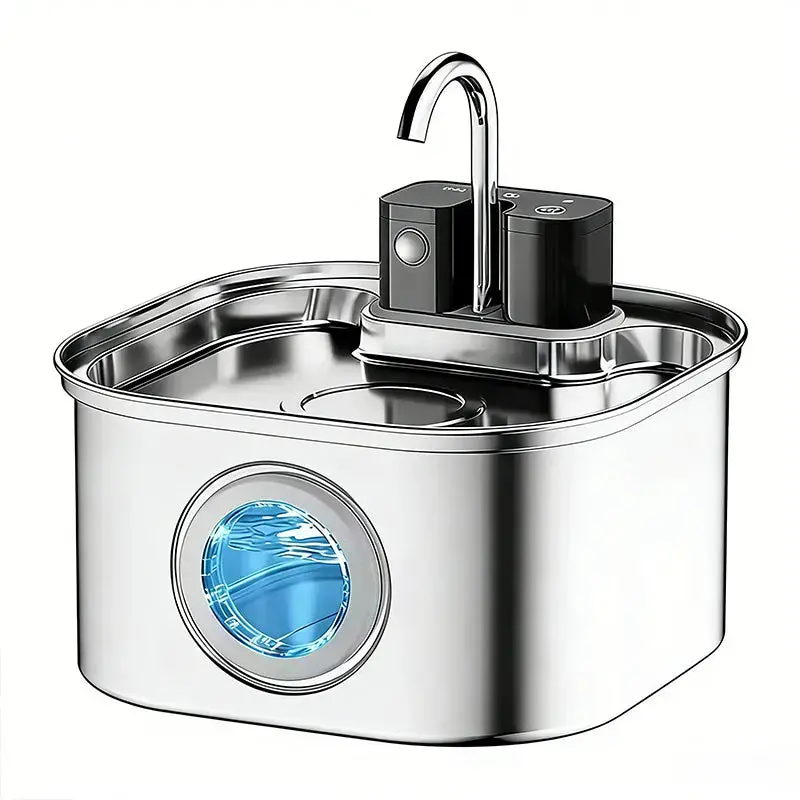 3.2L Smart Cat Fountain – Stainless Steel Bowl, LCD Display, Rechargeable Power & Multi-Stage Filter