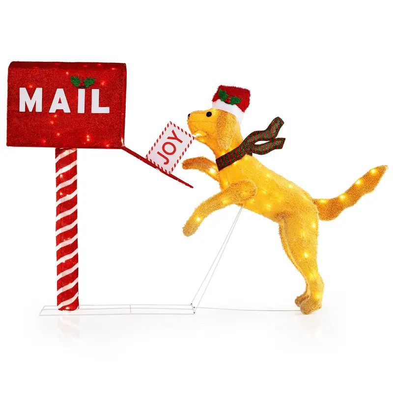 3.5-Foot Lighted Dachshund Mailbox Decoration for Holiday Displays