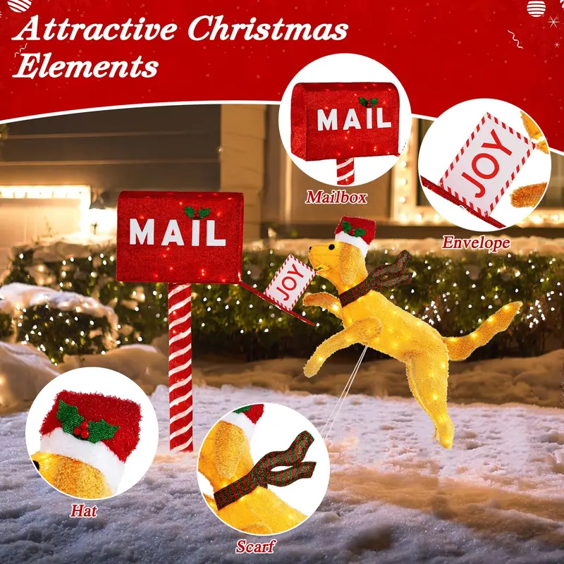 3.5-Foot Lighted Dachshund Mailbox Decoration for Holiday Displays 2