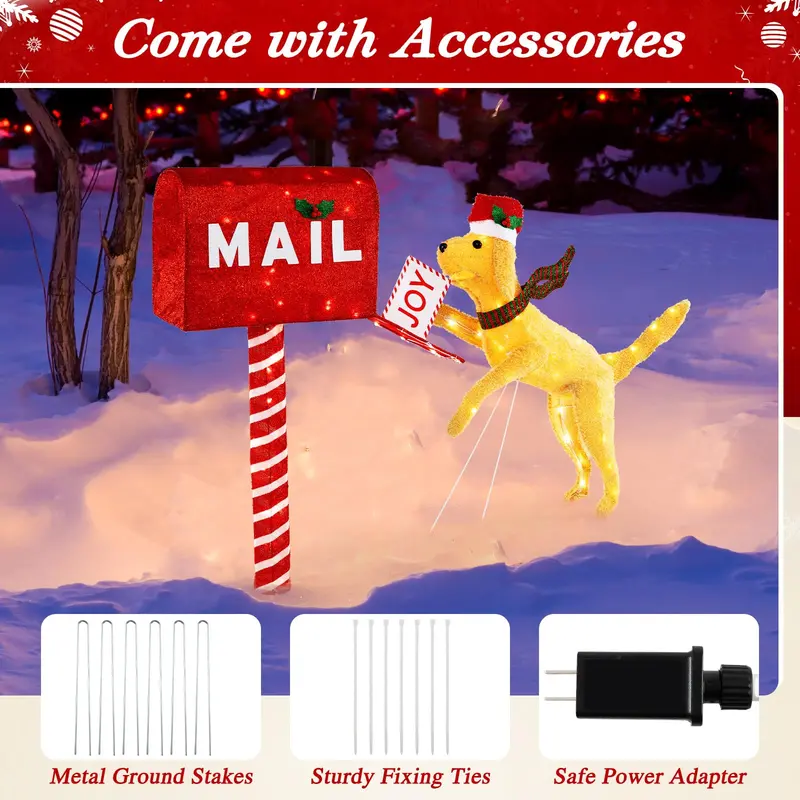 3.5-Foot Lighted Dachshund Mailbox Decoration for Holiday Displays