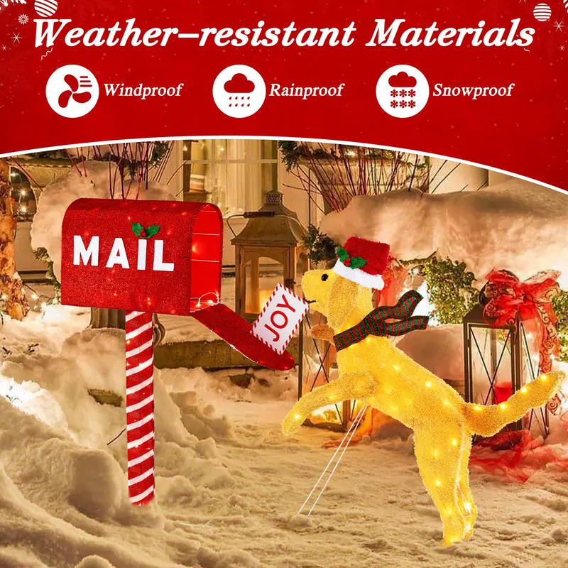 3.5-Foot Lighted Dachshund Mailbox Decoration for Holiday Displays