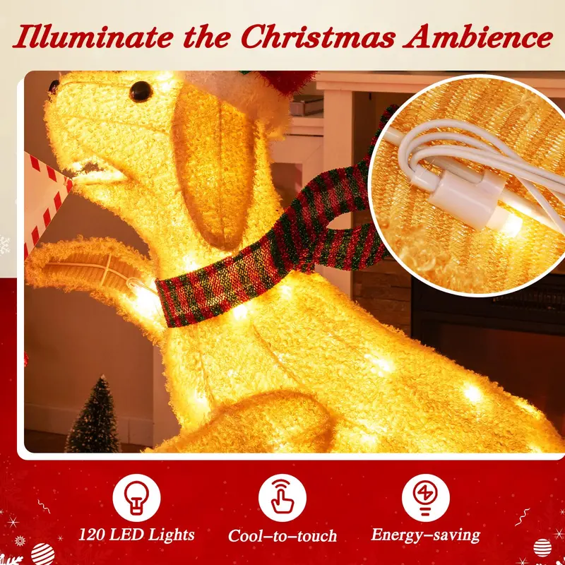 3.5-Foot Lighted Dachshund Mailbox Decoration for Holiday Displays