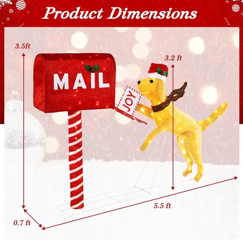 3.5-Foot Lighted Dachshund Mailbox Decoration for Holiday Displays