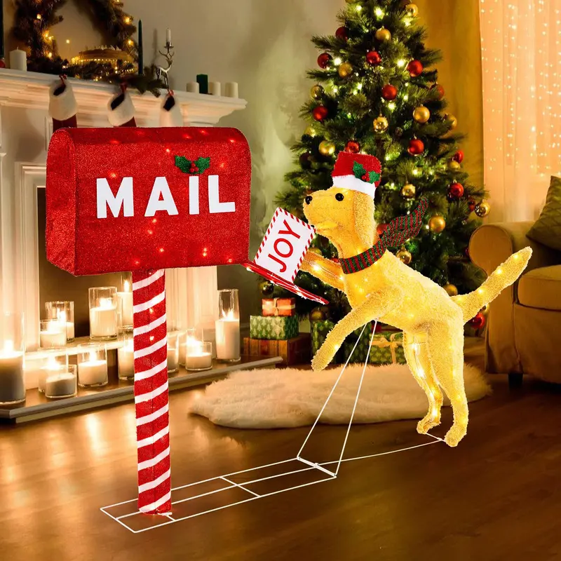 3.5-Foot Lighted Dachshund Mailbox Decoration for Holiday Displays
