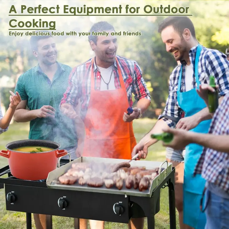 3-Burner Portable Propane Camping Stove – 225,000 BTU Heavy-Duty Outdoor Cooking System