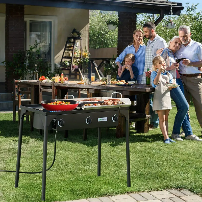 3-Burner Portable Propane Stove for Outdoor Cooking, Cast Iron Construction 2