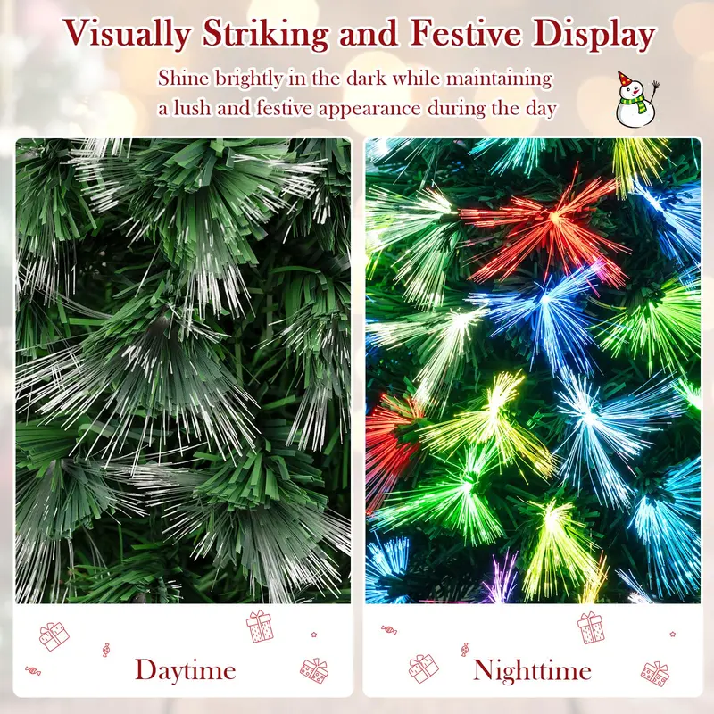 3-Foot Fiber Optic Christmas Tree – Slow-Pulsing Multicolored Light Effects