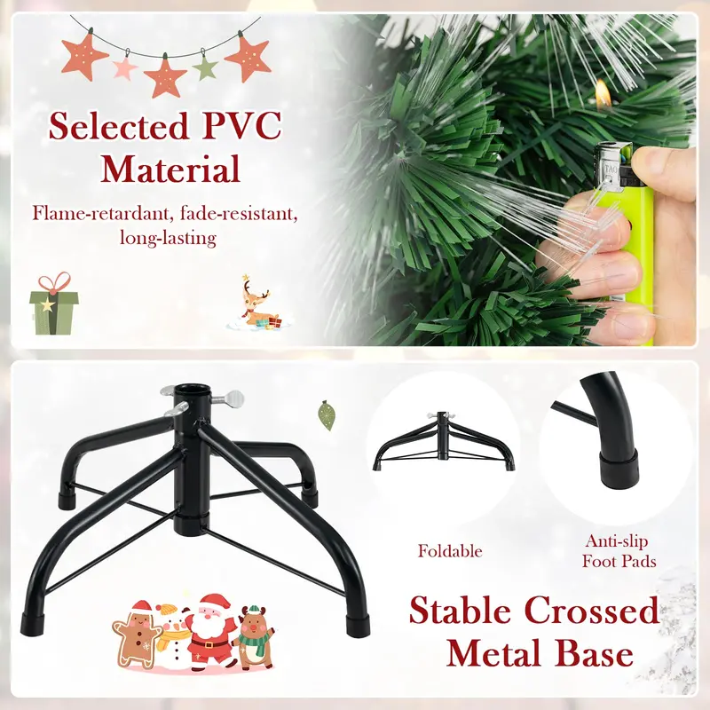 3-Foot Fiber Optic Christmas Tree – Slow-Pulsing Multicolored Light Effects
