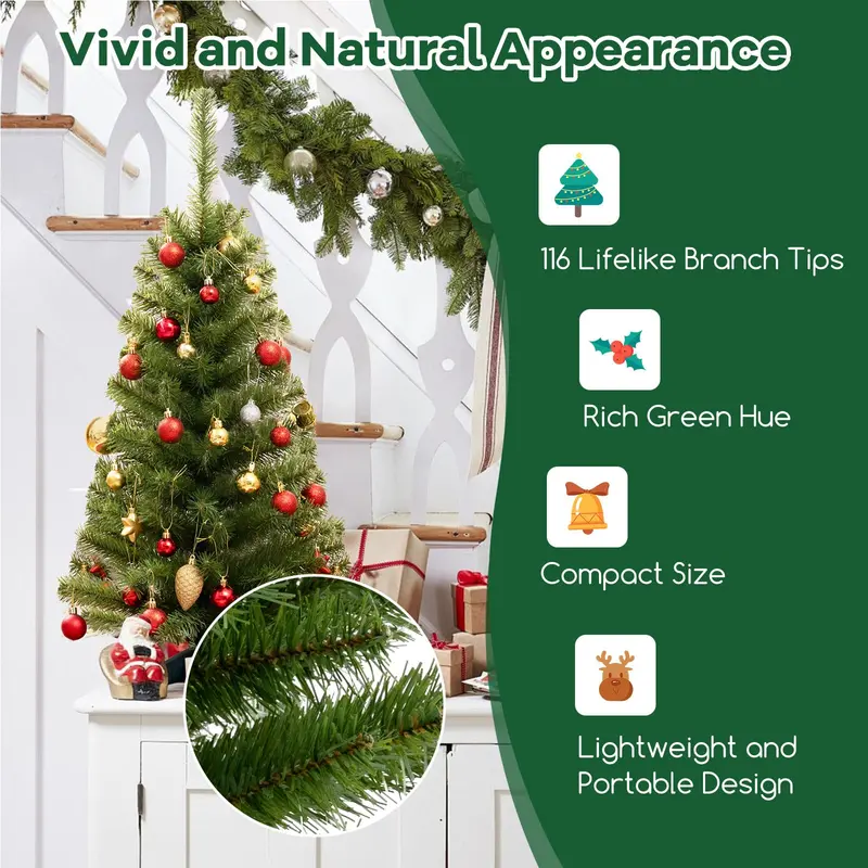 3-Foot Mini Unlit Artificial Christmas Tree – Festive Holiday Tree with 116 Realistic PVC Branch Tips