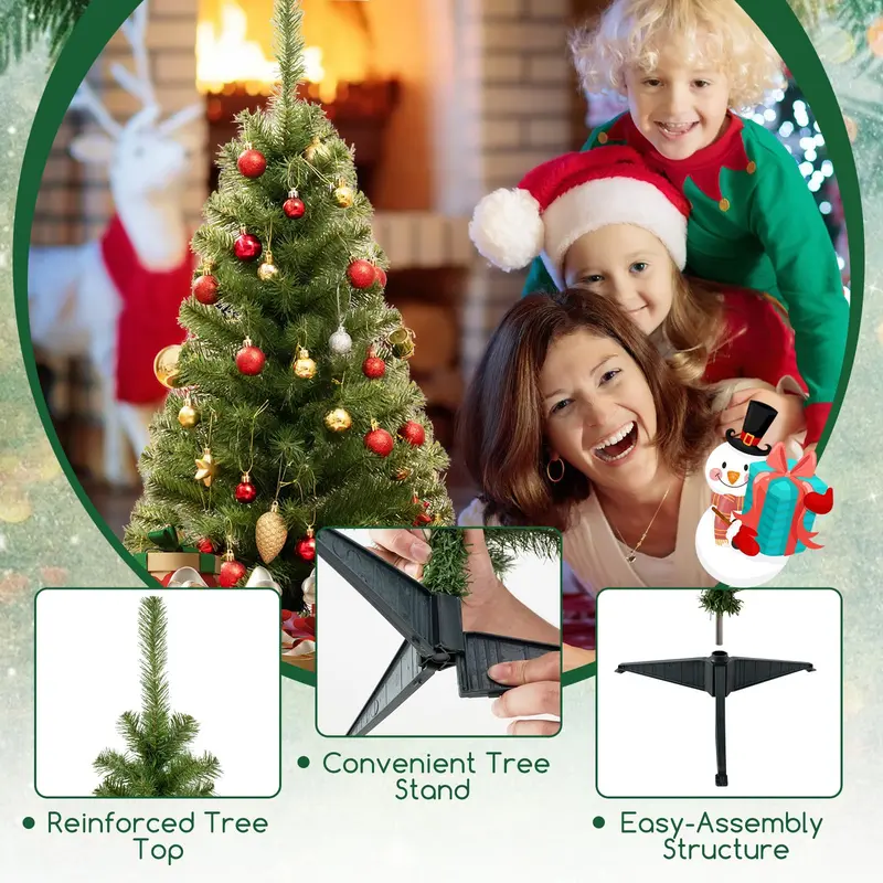 3-Foot Mini Unlit Artificial Christmas Tree – Festive Holiday Tree with 116 Realistic PVC Branch Tips