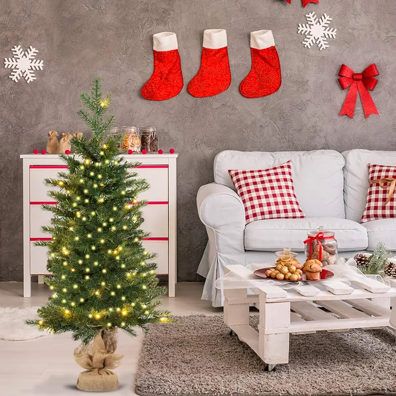 3-Foot Pre-Lit Slim Christmas Tree – Hinged Artificial Fir Design 2