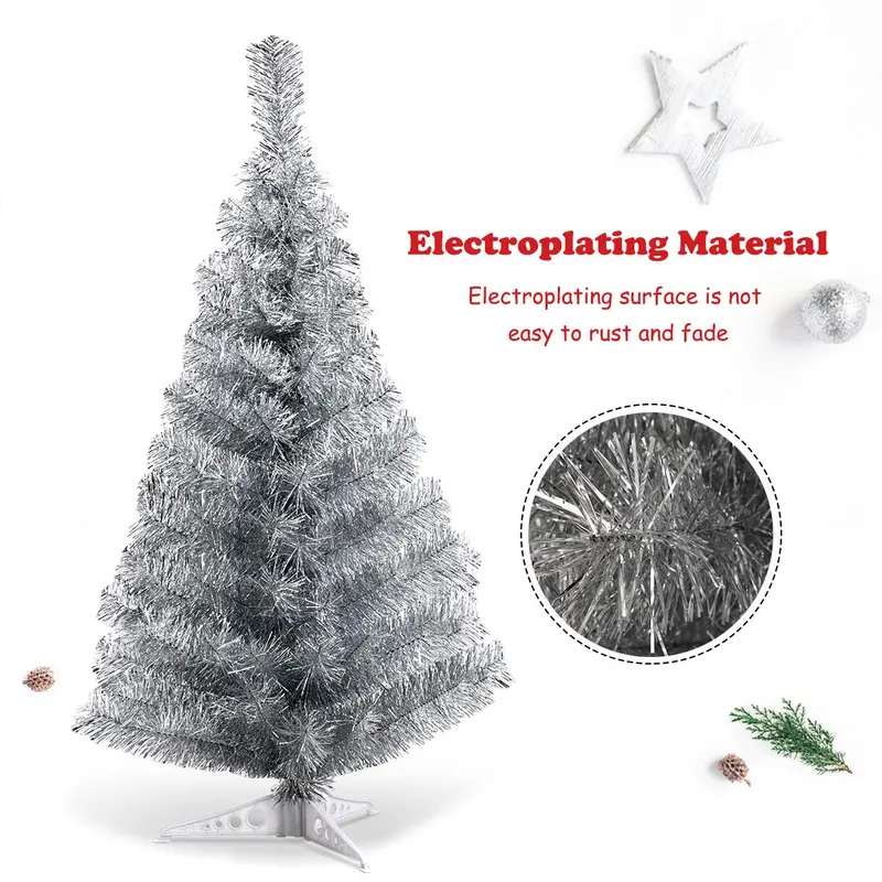 3-Foot Slim Silver Artificial Pencil Christmas Tree with Realistic Branches