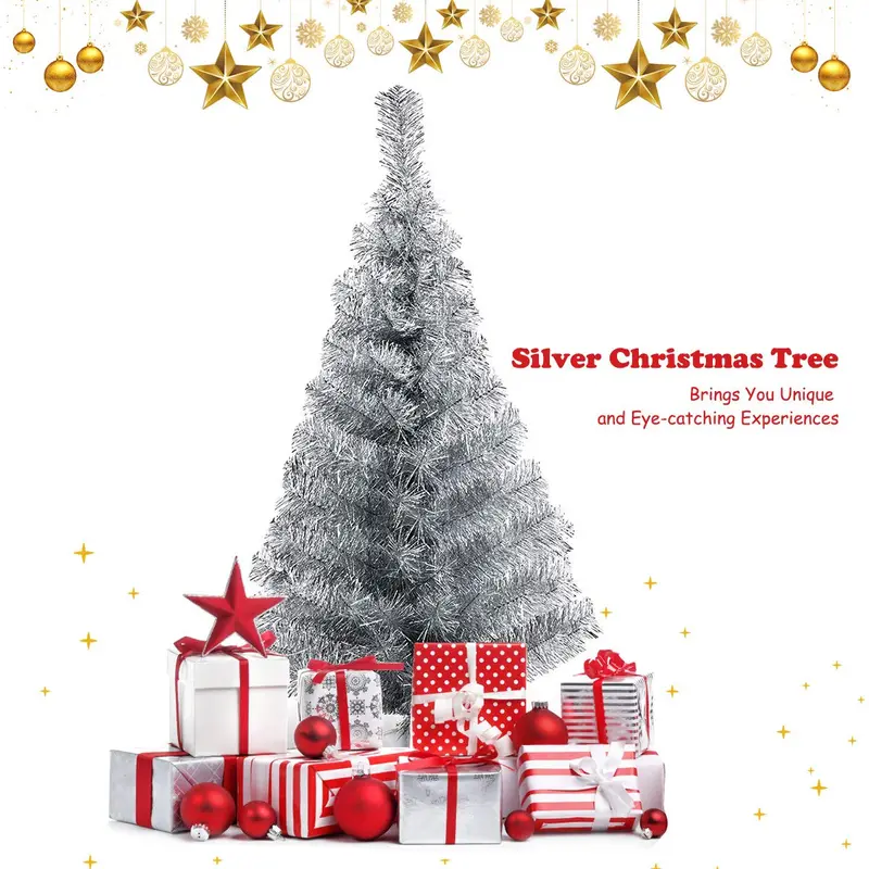 3-Foot Slim Silver Artificial Pencil Christmas Tree with Realistic Branches