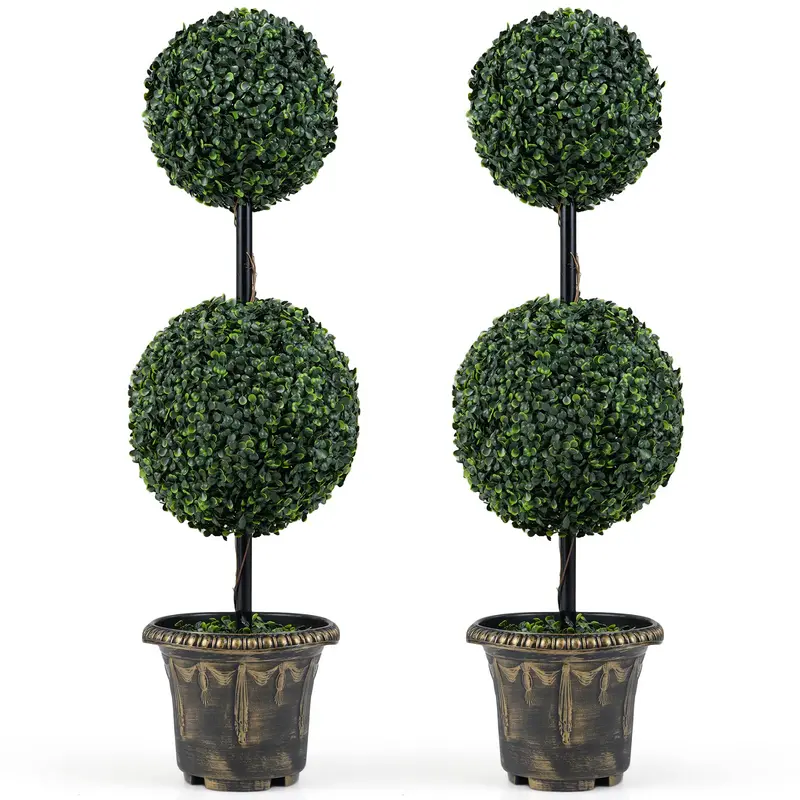 3-Foot Standalone Boxwood Topiary Ball Tree – Lifelike Indoor/Outdoor Decor