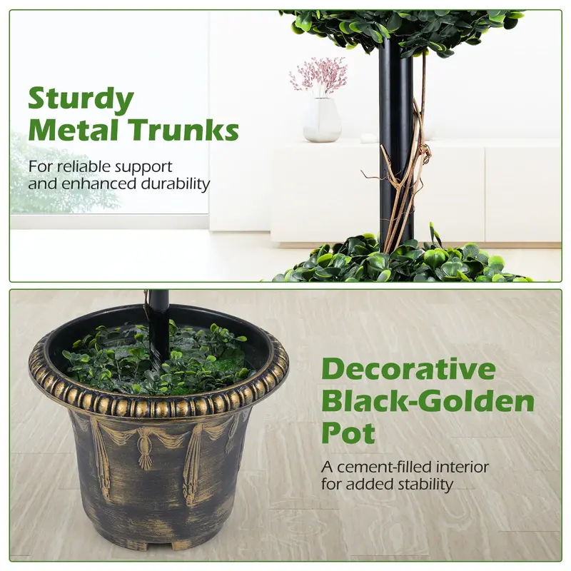 3-Foot Standalone Boxwood Topiary Ball Tree – Lifelike Indoor/Outdoor Decor