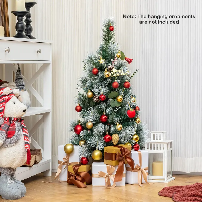 3 ft Flocked Mini Tabletop Christmas Tree – 30 Warm White LEDs, Auto-Timer, 98 Snow-Flocked PVC/Pine Tips 2