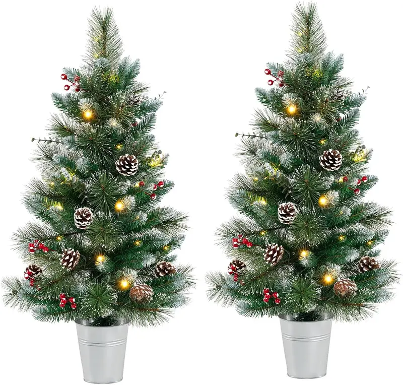 3 ft Mini Tabletop Pre-Lit Christmas Tree – 20 Warm White LEDs, 8 Lighting Modes & Timer, 81 PVC/Pine Tips