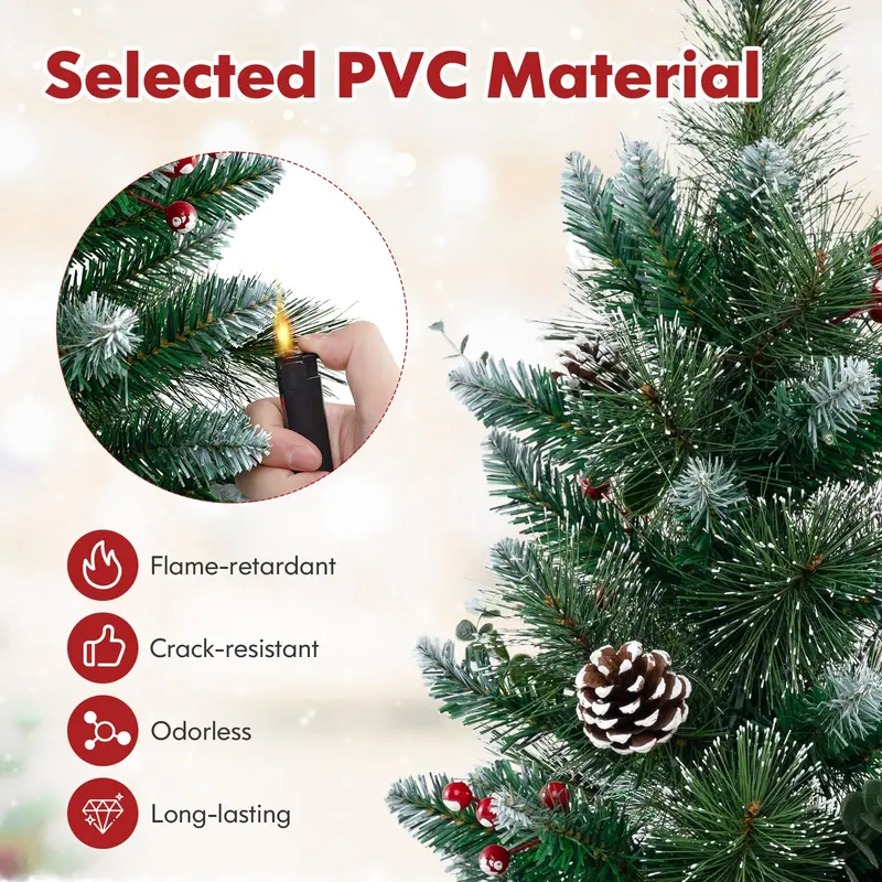3 ft Mini Tabletop Pre-Lit Christmas Tree – 20 Warm White LEDs, 8 Lighting Modes & Timer, 81 PVC/Pine Tips