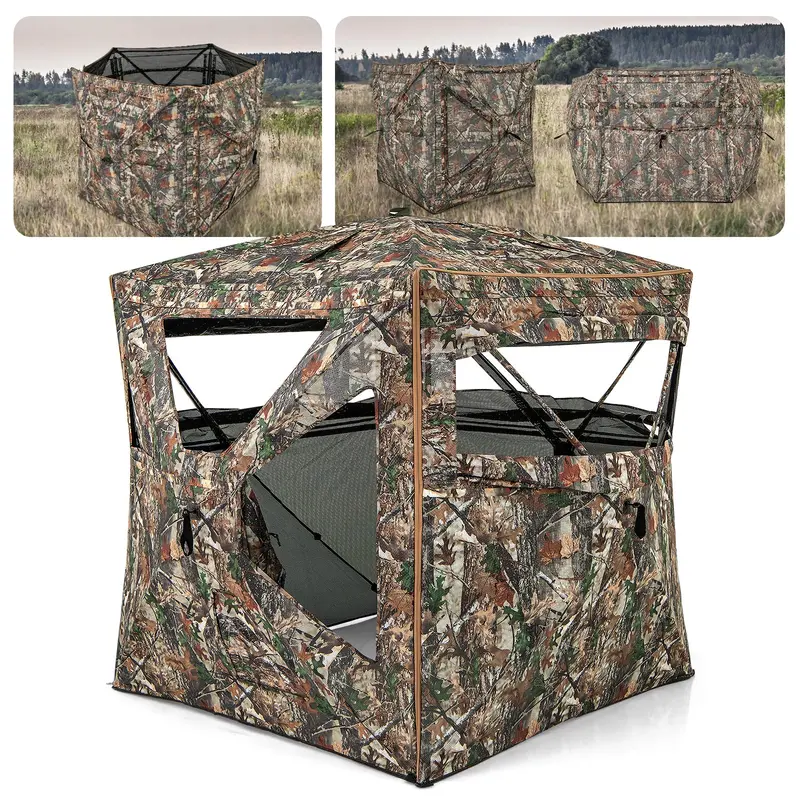 3-in-1 Adjustable Hunting Blind – 360° See-Through Design with Skylight & Modular Setup
