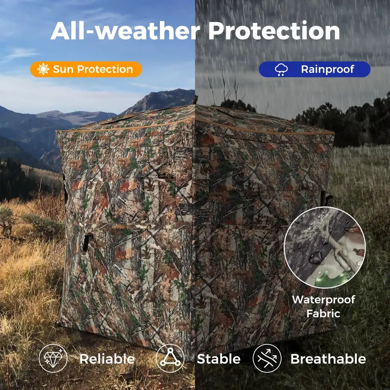 3-in-1 Adjustable Hunting Blind – 360° See-Through Design with Skylight & Modular Setup