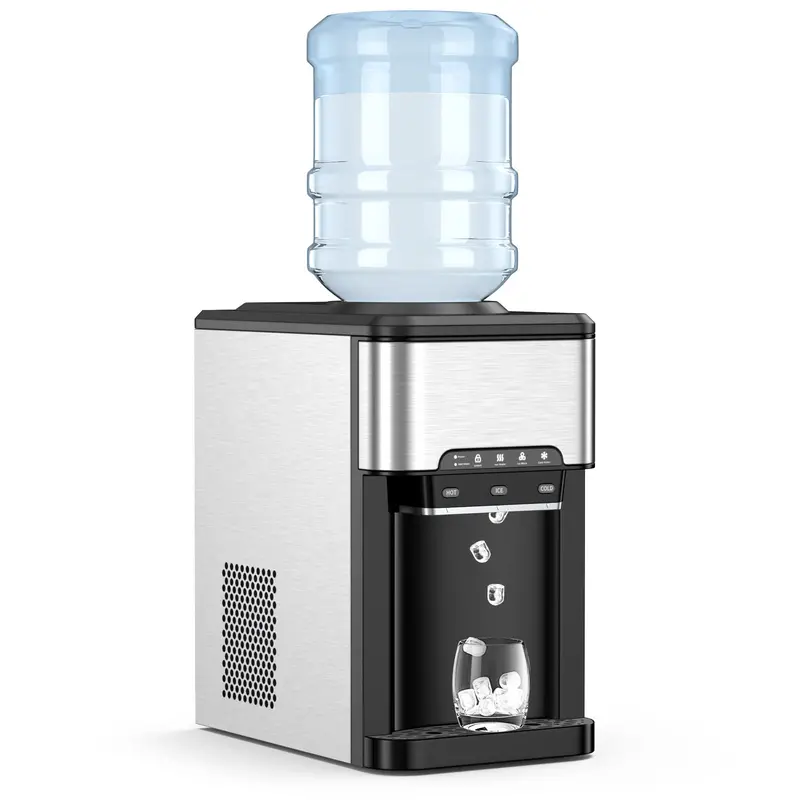 3-in-1 Countertop Water Dispenser – Hot/Cold Options with Built-In Ice Maker and 5-Gallon Top Load