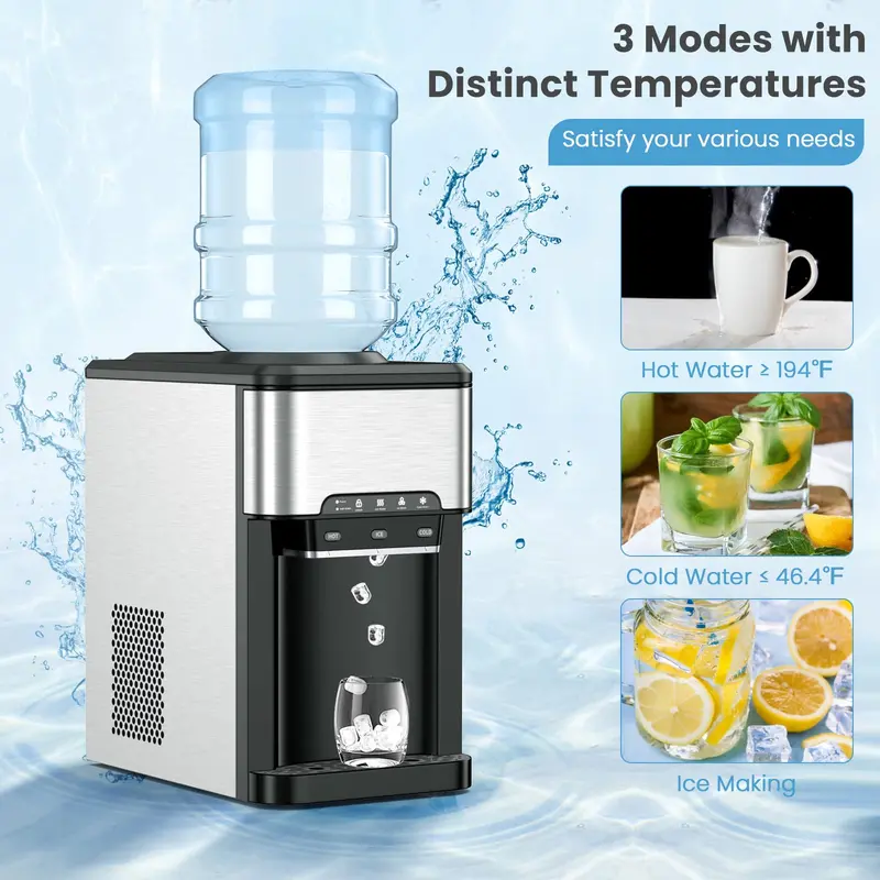 3-in-1 Countertop Water Dispenser – Hot/Cold Options with Built-In Ice Maker and 5-Gallon Top Load 2