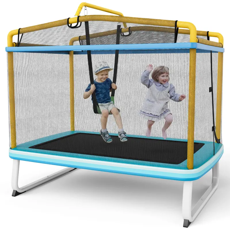 3-in-1 Toddler Trampoline: Bounce, Swing & Pull-Up Bar with Safety Enclosure