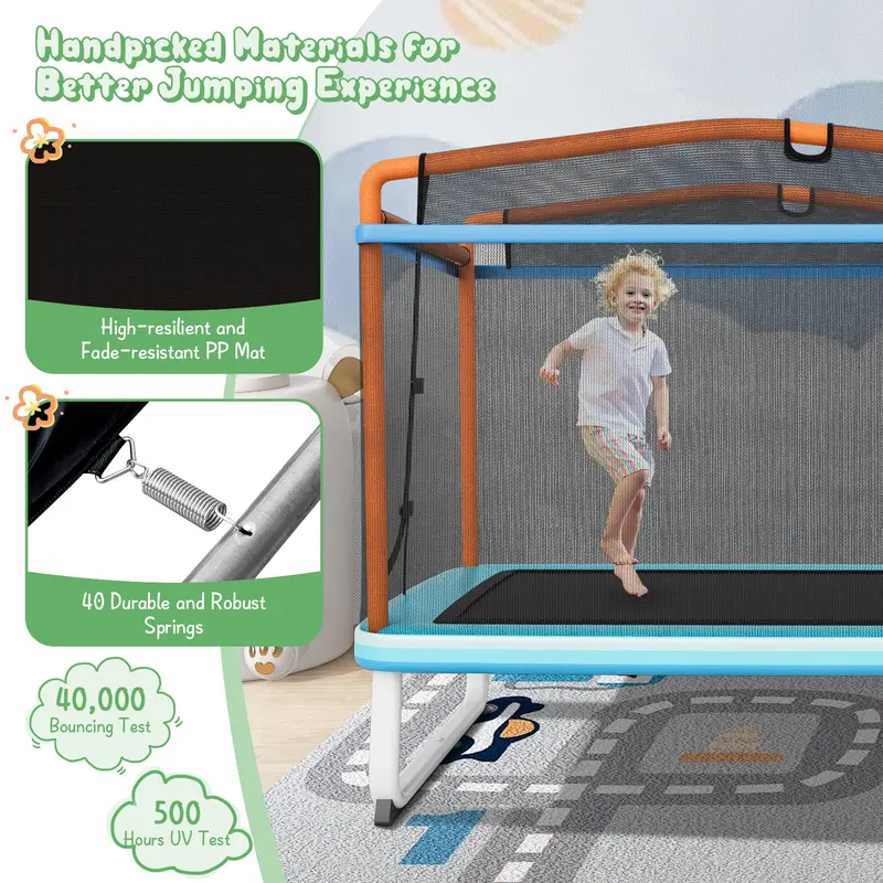 3-in-1 Toddler Trampoline: Bounce, Swing & Pull-Up Bar with Safety Enclosure