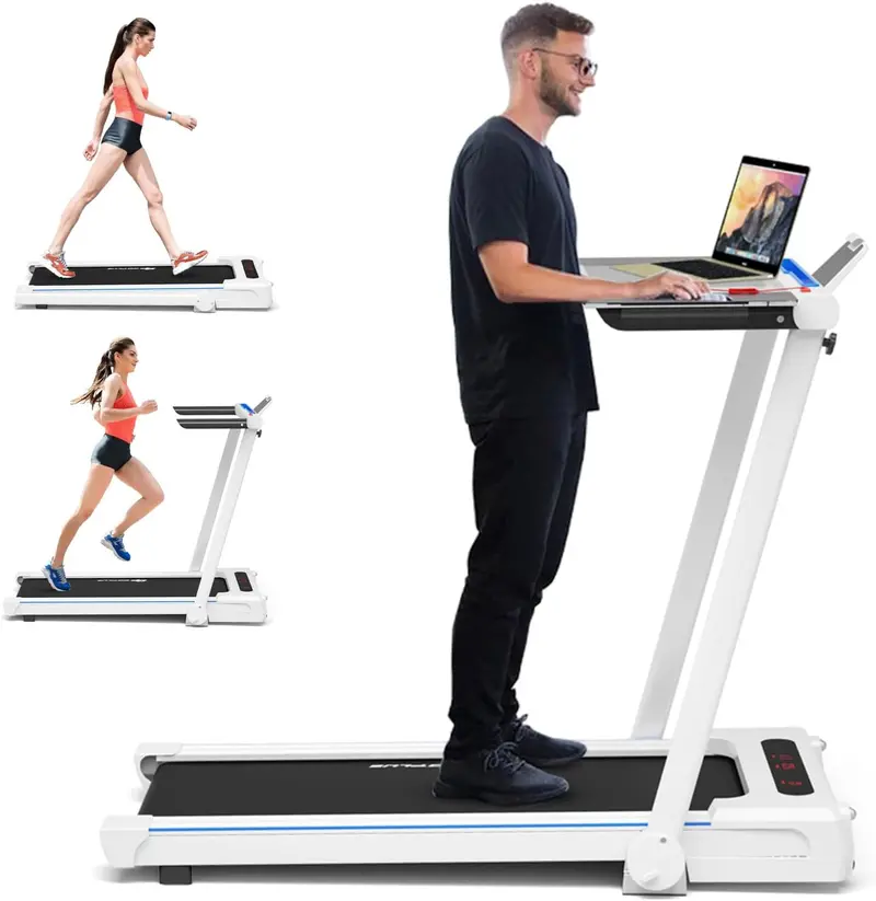 3-in-1 Under-Desk Walking Pad – Compact Treadmill with Detachable Standing Desk