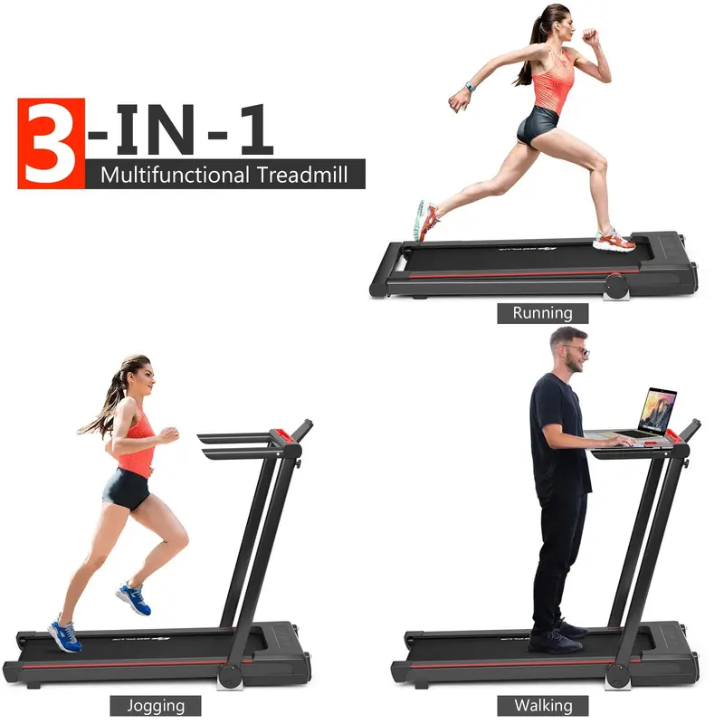 3-in-1 Under-Desk Walking Pad – Compact Treadmill with Detachable Standing Desk