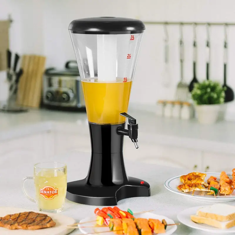 3-Liter LED-Illuminated Beer Tower Dispenser with Removable Ice Tube 2
