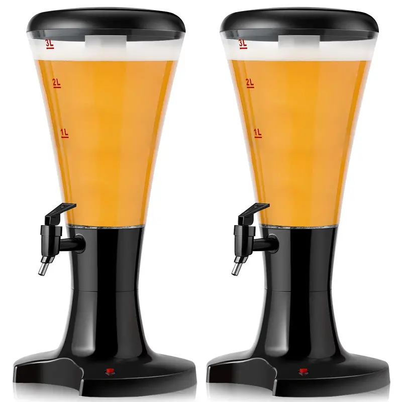 3-Liter LED-Illuminated Beer Tower Dispenser with Removable Ice Tube