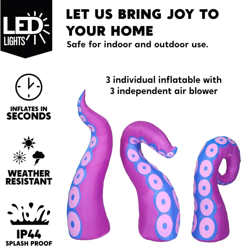 3-Pack Giant Inflatable Halloween Octopus Tentacles – Outdoor Yard Decoration