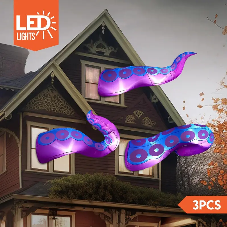 3-Pack Giant Inflatable Halloween Octopus Tentacles – Outdoor Yard Decoration