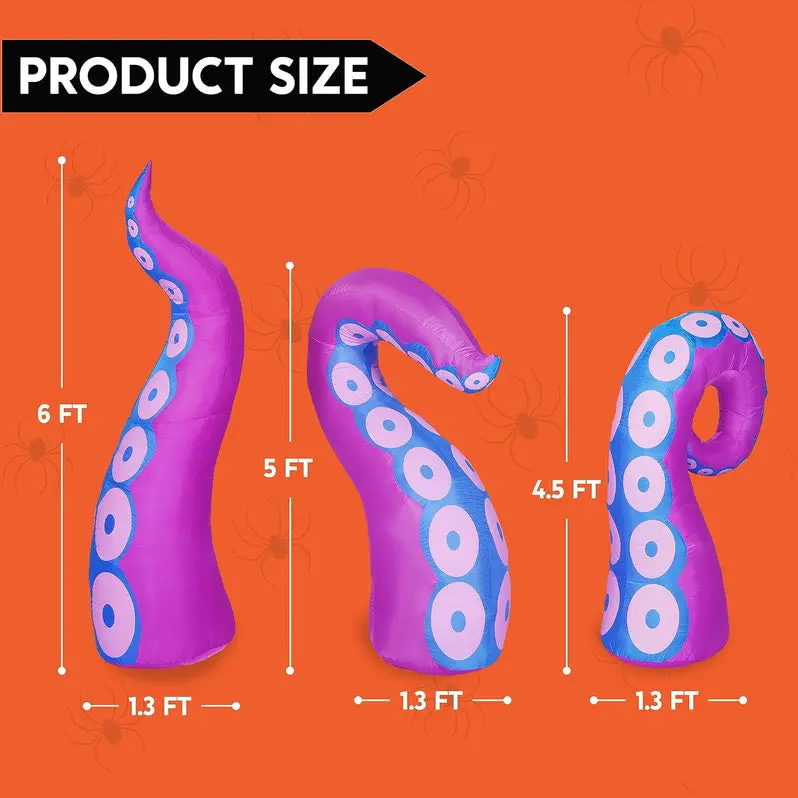 3-Pack Giant Inflatable Halloween Octopus Tentacles – Outdoor Yard Decoration